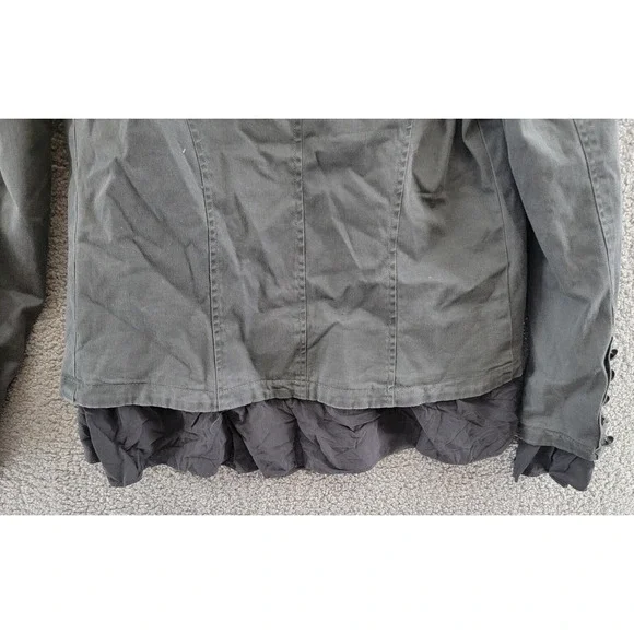 Free People Ruffles Romance Jacket Women's S Washed Black Flap Pockets Open L/S+ - Picture 14 of 15